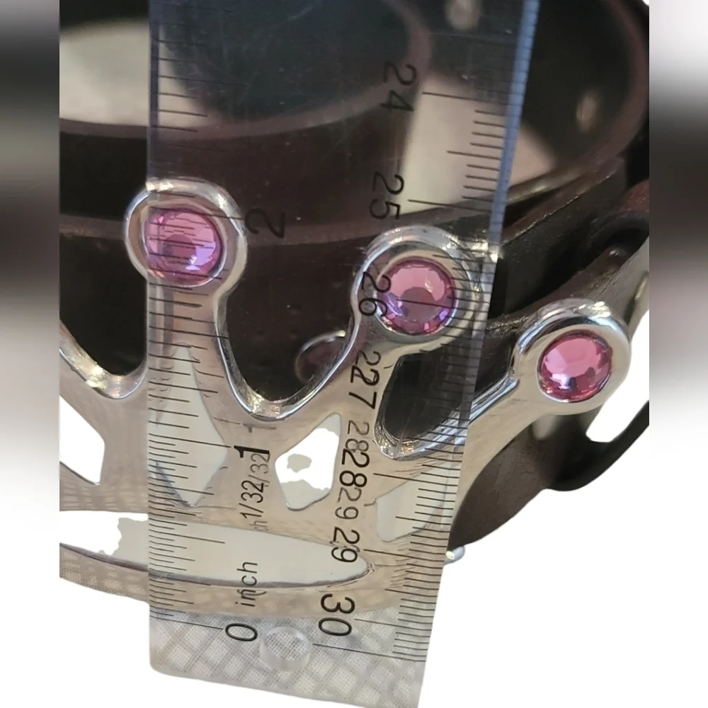 Tilt adjustable Belt with Crown pink jeweled buckle